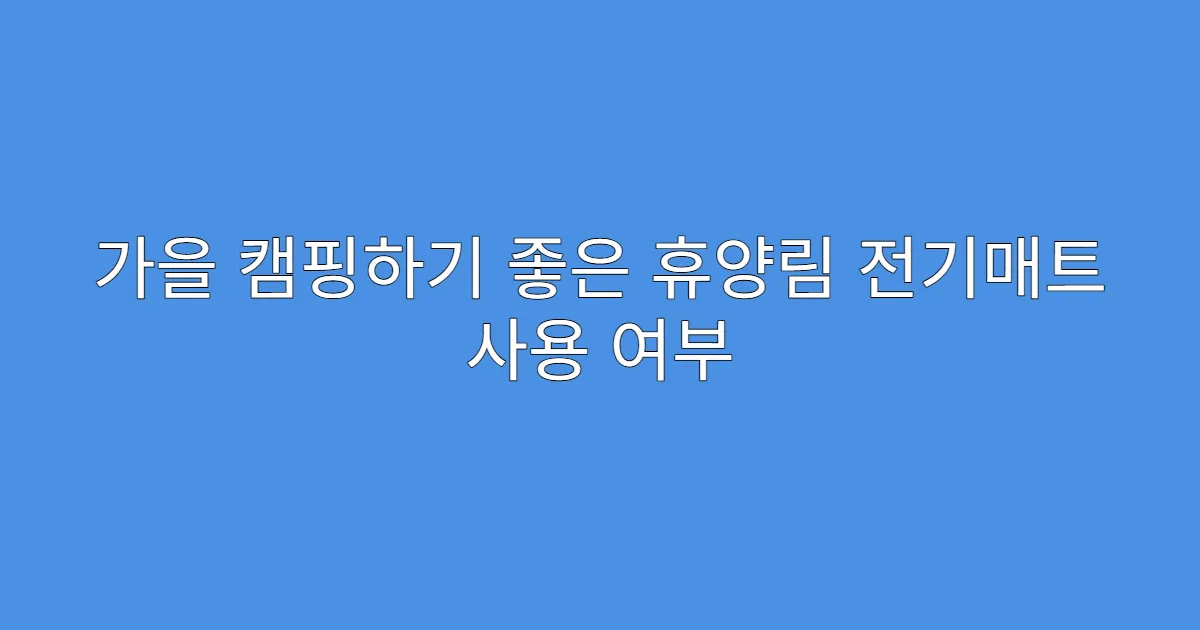 가을 캠핑하기 좋은 휴양림 전기매트 사용 여부