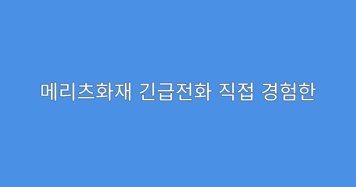 메리츠화재 긴급전화 직접 경험한 리얼 후기
