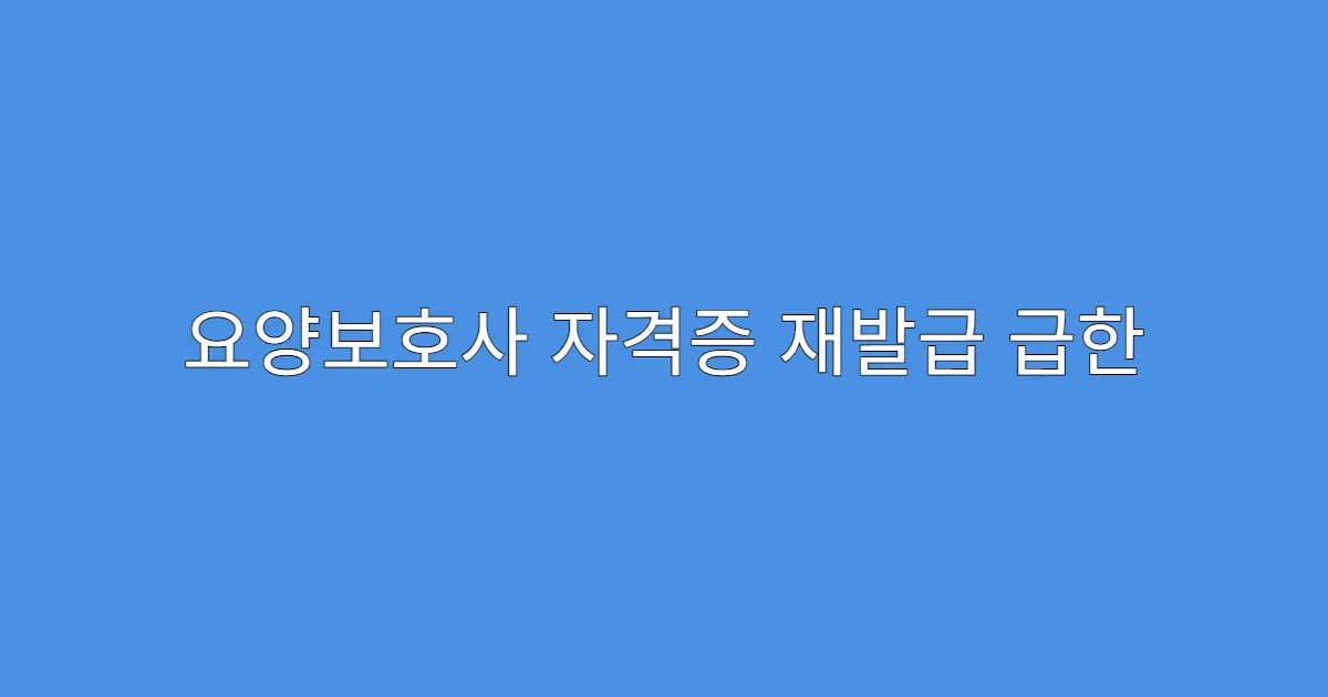 요양보호사 자격증 재발급 급한 경우 대처법