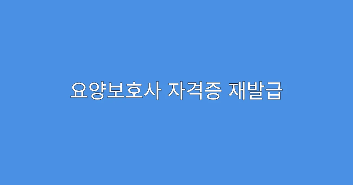 요양보호사 자격증 재발급 발급처별 처리속도