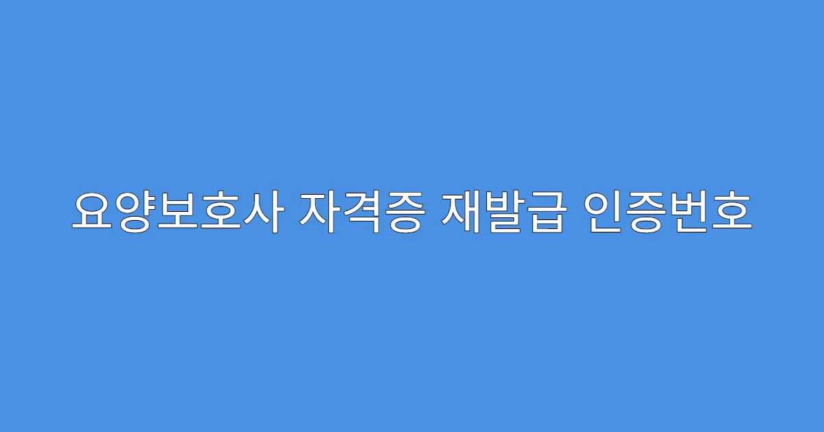 요양보호사 자격증 재발급 인증번호 오류 해결