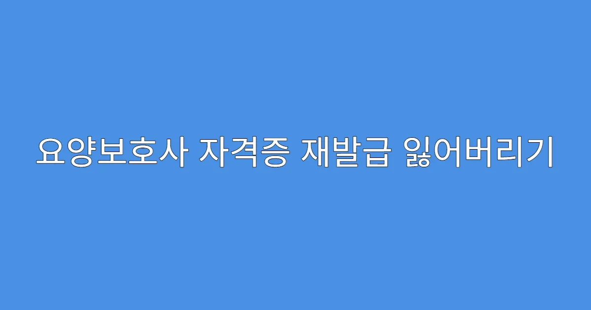 요양보호사 자격증 재발급 잃어버리기 전 예방팁