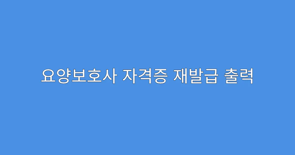 요양보호사 자격증 재발급 출력 안될 때 조치