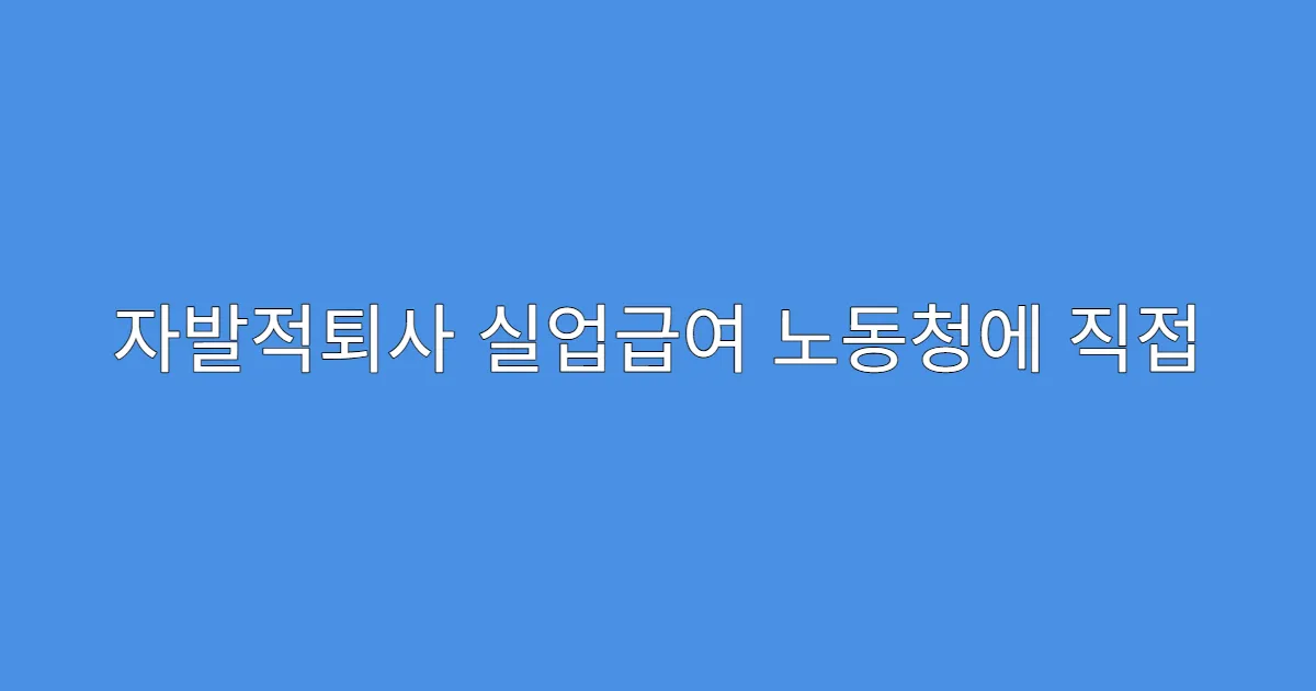 자발적퇴사 실업급여 노동청에 직접 문의한 후기