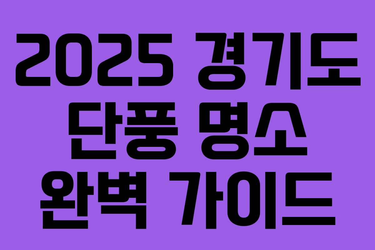 2025 경기도 단풍 명소 완벽 가이드