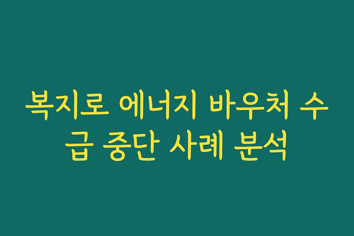 복지로 에너지 바우처 수급 중단 사례 분석