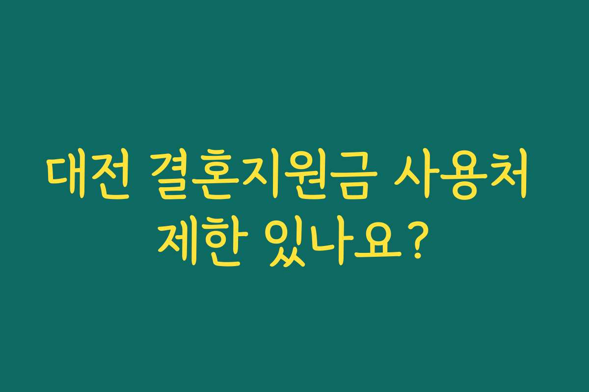 대전 결혼지원금 사용처 제한 있나요?