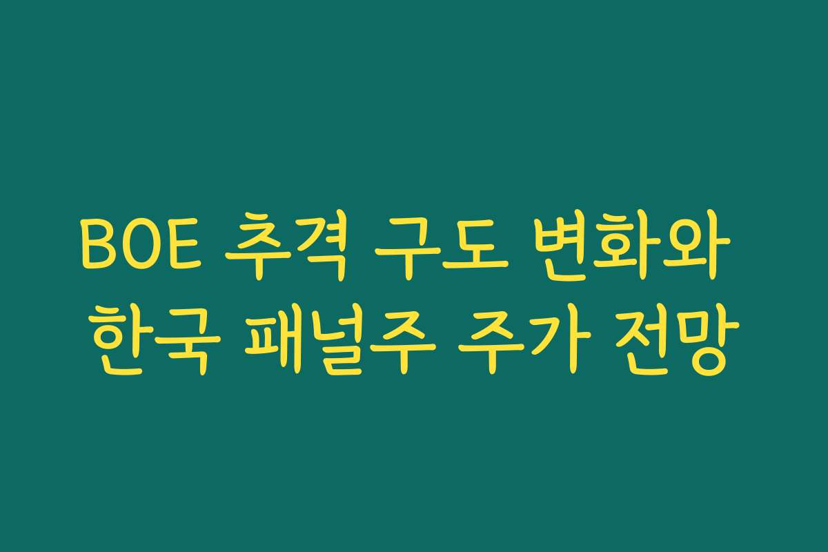BOE 추격 구도 변화와 한국 패널주 주가 전망 BOE 추격 구도 변화와 한국 패널주 주가 전망