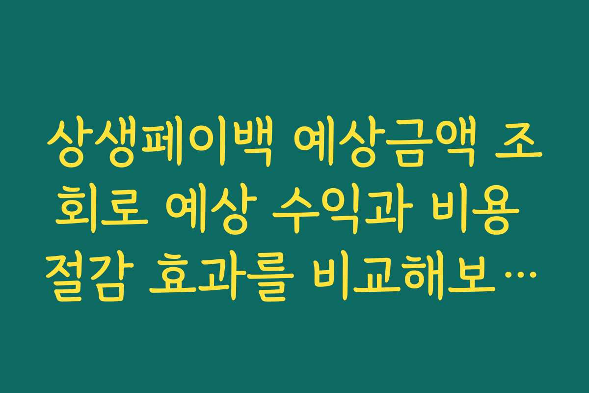 상생페이백 예상금액 조회로 예상 수익과 비용 절감 효과를 비교해보세요