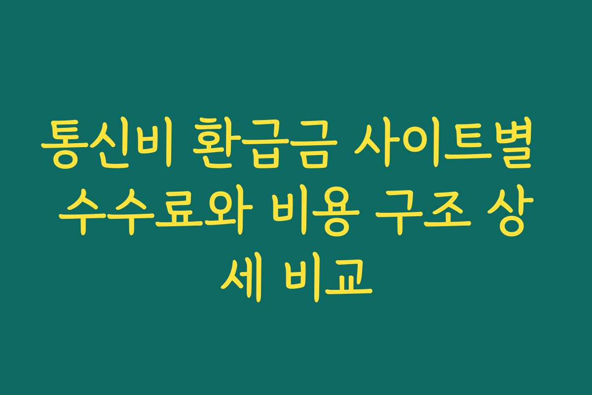 통신비 환급금 사이트별 수수료와 비용 구조 상세 비교