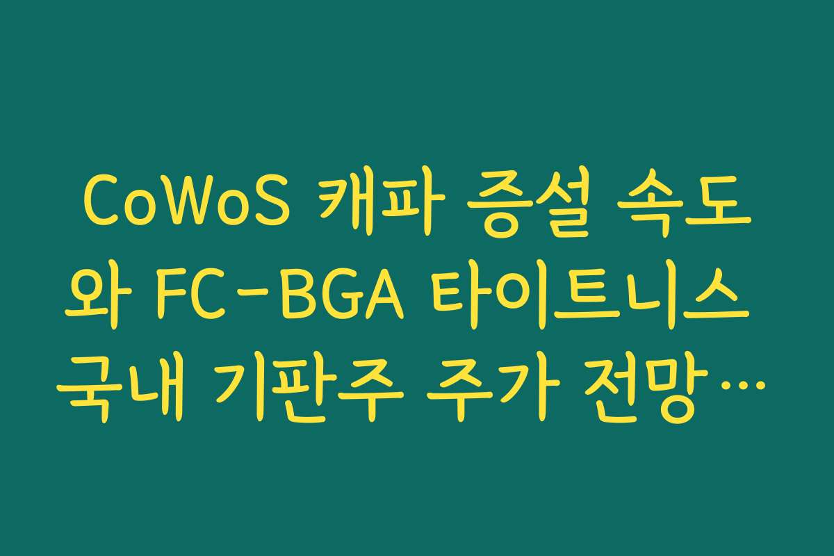 CoWoS 캐파 증설 속도와 FC-BGA 타이트니스 국내 기판주 주가 전망 핵심 변수