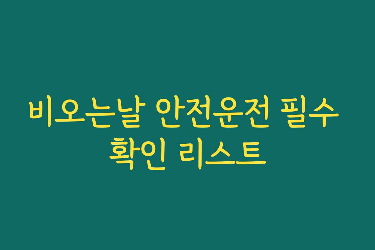 비오는날 안전운전 필수 확인 리스트