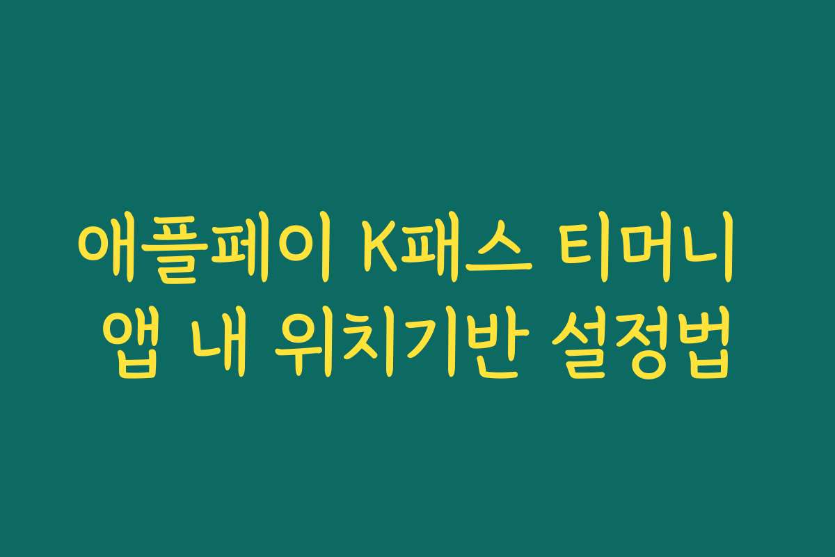 애플페이 K패스 티머니 앱 내 위치기반 설정법 애플페이 K패스 티머니 앱 내 위치기반 설정법