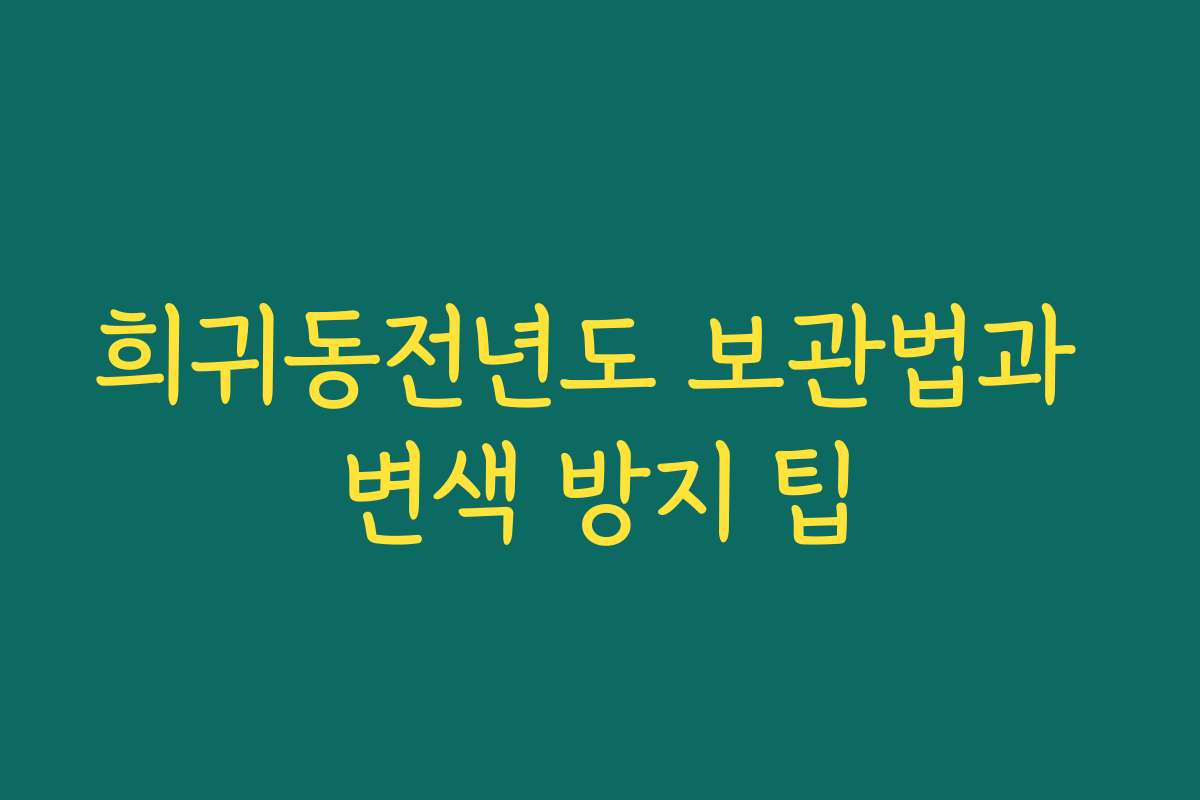 희귀동전년도 보관법과 변색 방지 팁