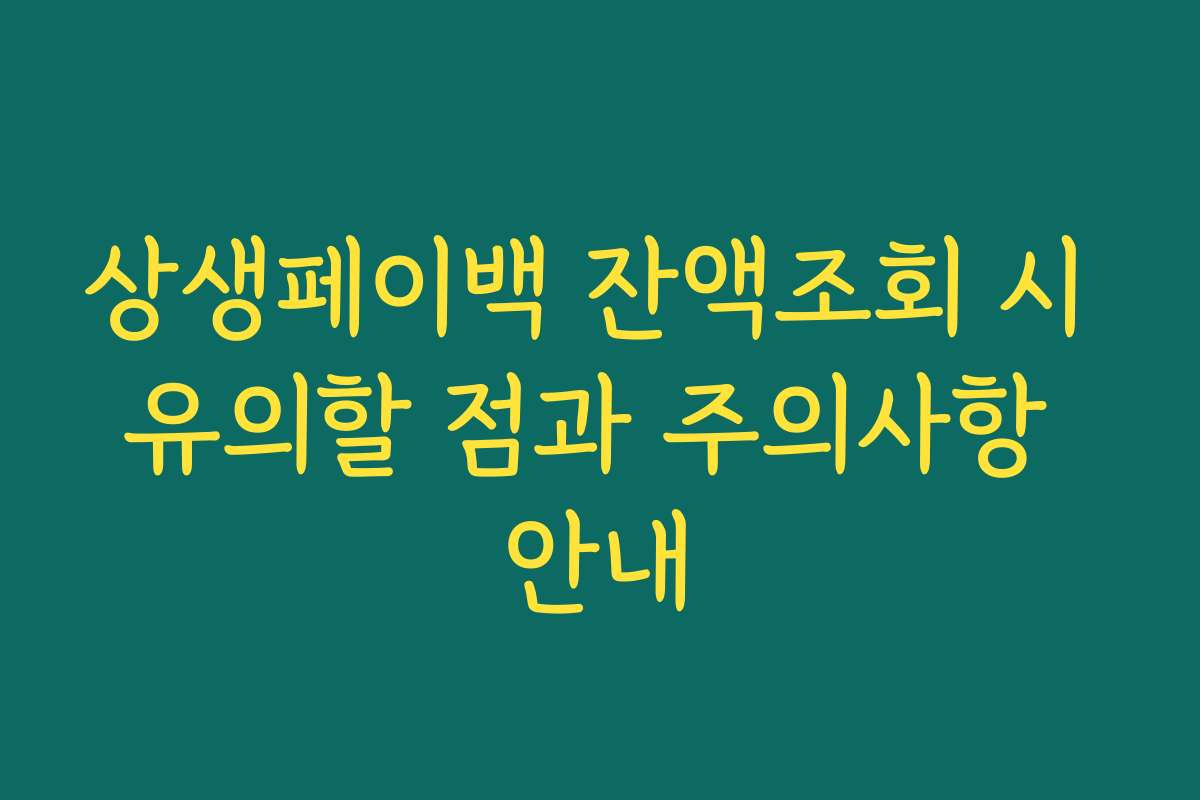 상생페이백 잔액조회 시 유의할 점과 주의사항 안내