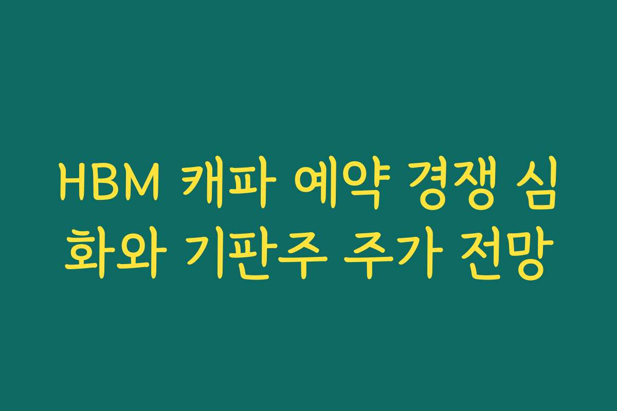 HBM 캐파 예약 경쟁 심화와 기판주 주가 전망 HBM 캐파 예약 경쟁 심화와 기판주 주가 전망
