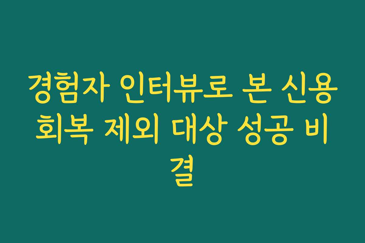 경험자 인터뷰로 본 신용회복 제외 대상 성공 비결