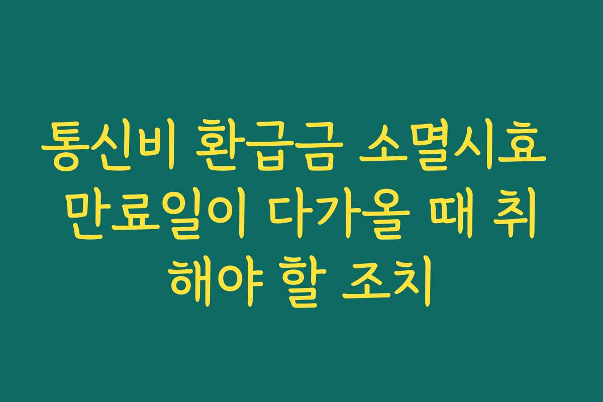 통신비 환급금 소멸시효 만료일이 다가올 때 취해야 할 조치