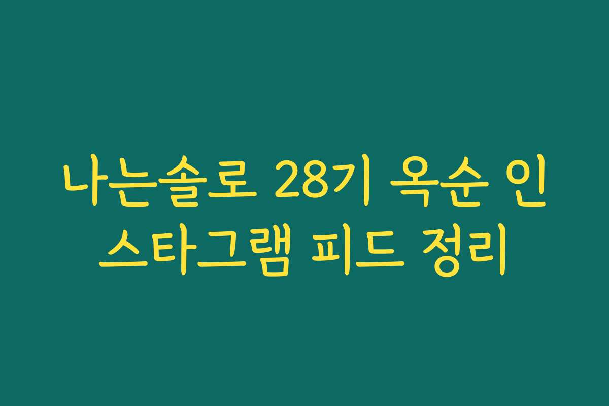 나는솔로 28기 옥순 인스타그램 피드 정리