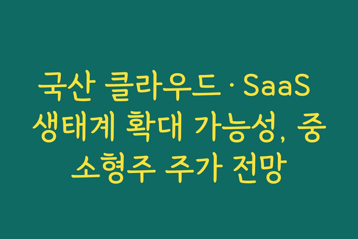 국산 클라우드·SaaS 생태계 확대 가능성, 중소형주 주가 전망 국산 클라우드·SaaS 생태계 확대 가능성, 중소형주 주가 전망