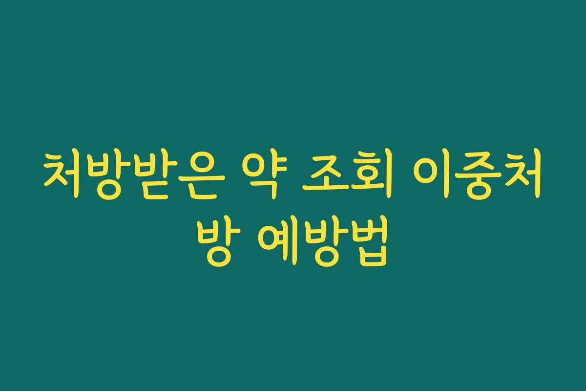 처방받은 약 조회 이중처방 예방법 처방받은 약 조회 이중처방 예방법