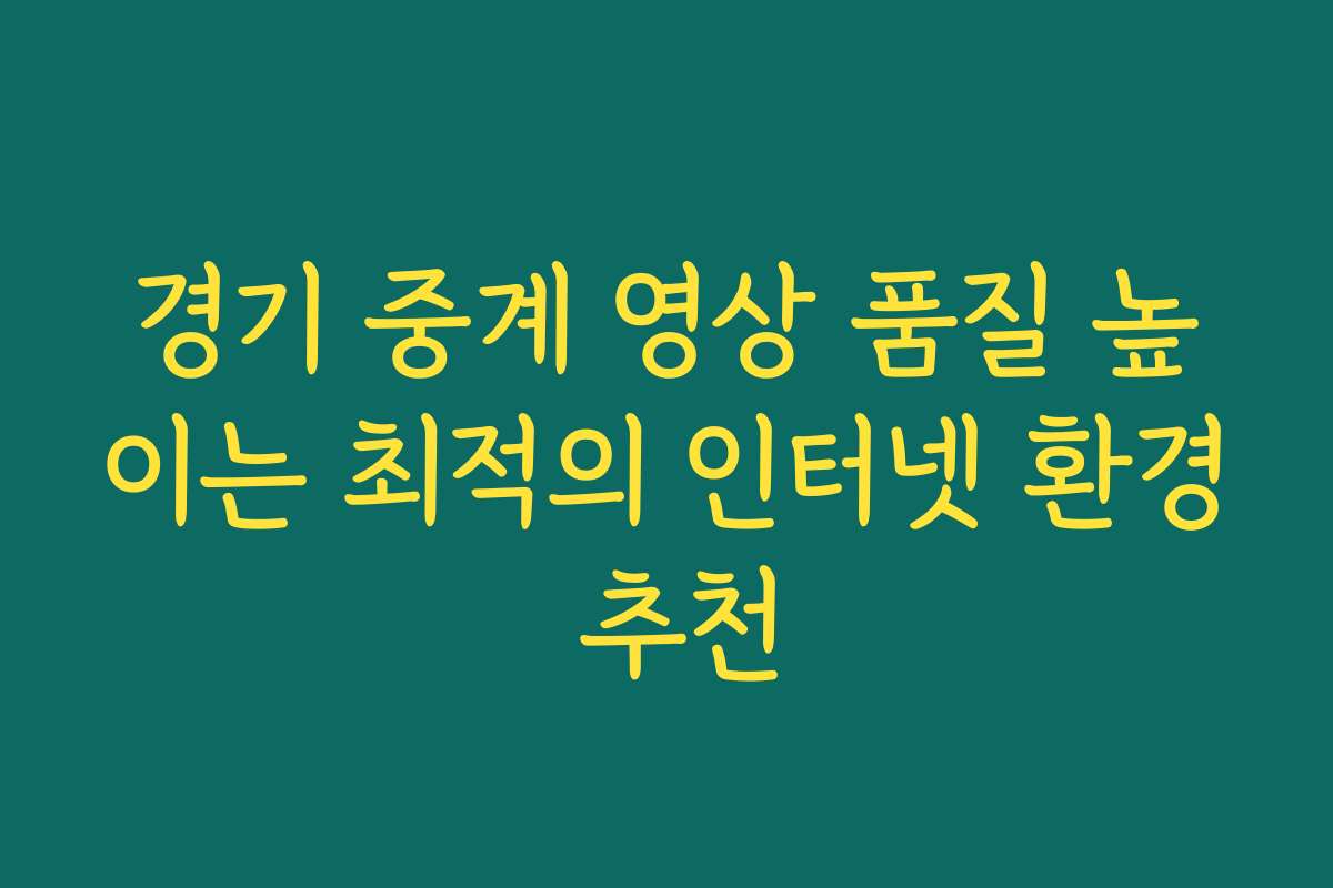 경기 중계 영상 품질 높이는 최적의 인터넷 환경 추천
