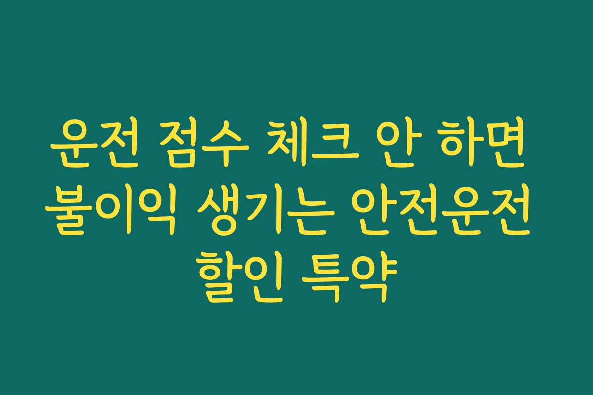 운전 점수 체크 안 하면 불이익 생기는 안전운전 할인 특약
