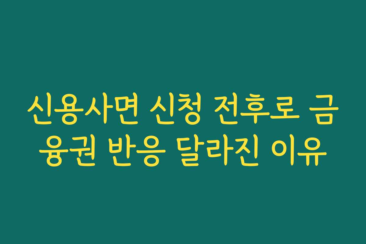 신용사면 신청 전후로 금융권 반응 달라진 이유