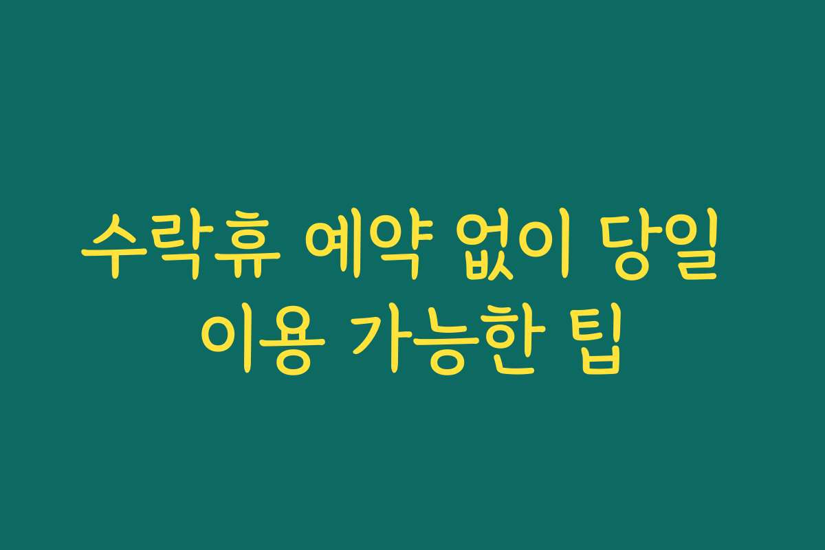 수락휴 예약 없이 당일 이용 가능한 팁