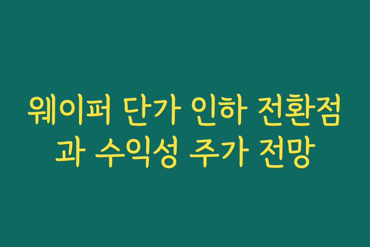 웨이퍼 단가 인하 전환점과 수익성 주가 전망 웨이퍼 단가 인하 전환점과 수익성 주가 전망