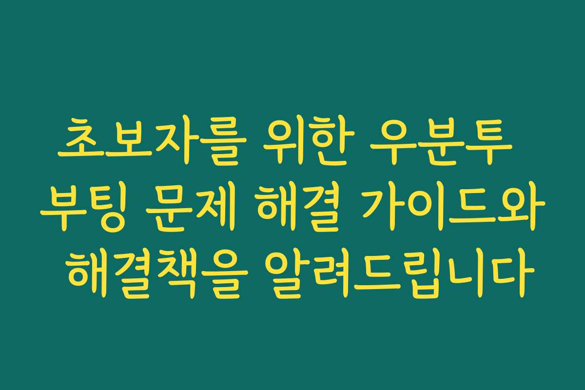 초보자를 위한 우분투 부팅 문제 해결 가이드와 해결책을 알려드립니다
