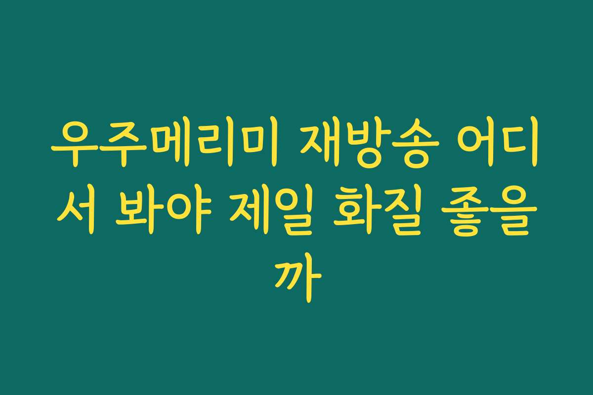 우주메리미 재방송 어디서 봐야 제일 화질 좋을까 우주메리미 재방송 어디서 봐야 제일 화질 좋을까