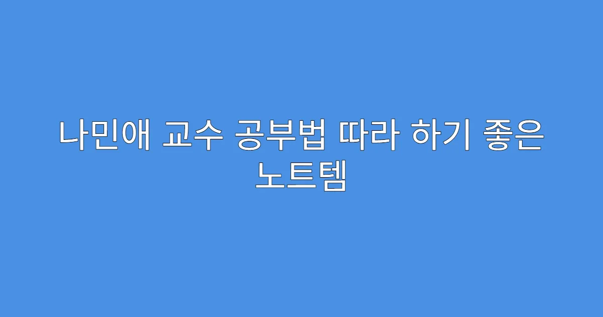 나민애 교수 공부법 따라 하기 좋은 노트템