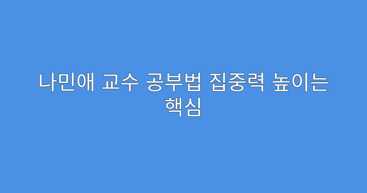 나민애 교수 공부법 집중력 높이는 핵심