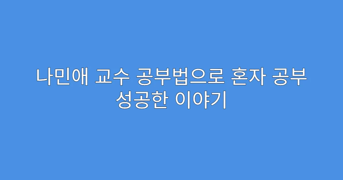 나민애 교수 공부법으로 혼자 공부 성공한 이야기