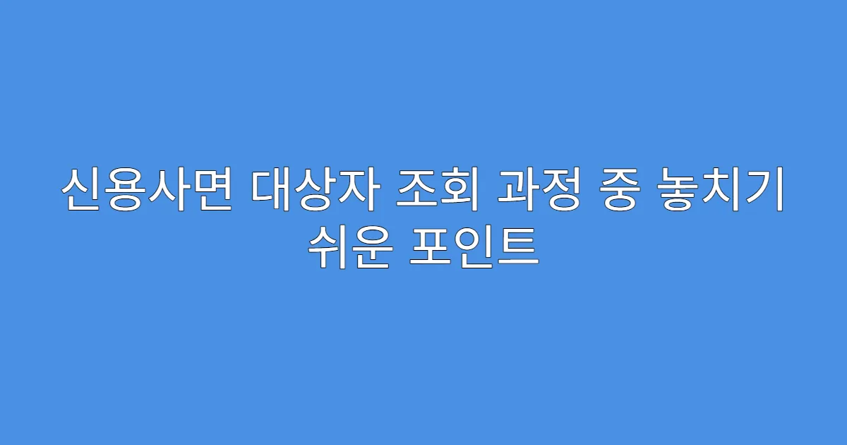 신용사면 대상자 조회 과정 중 놓치기 쉬운 포인트