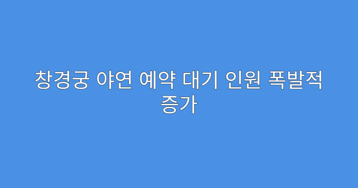 창경궁 야연 예약 대기 인원 폭발적 증가