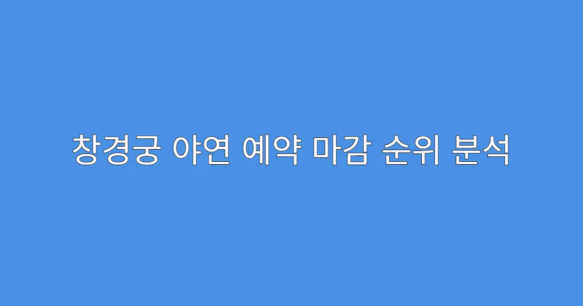 창경궁 야연 예약 마감 순위 분석