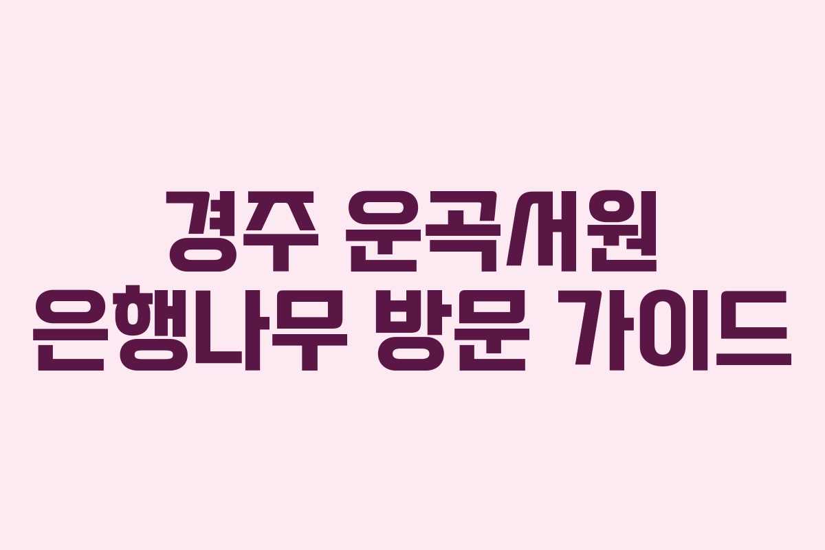 경주 운곡서원 은행나무 방문 가이드