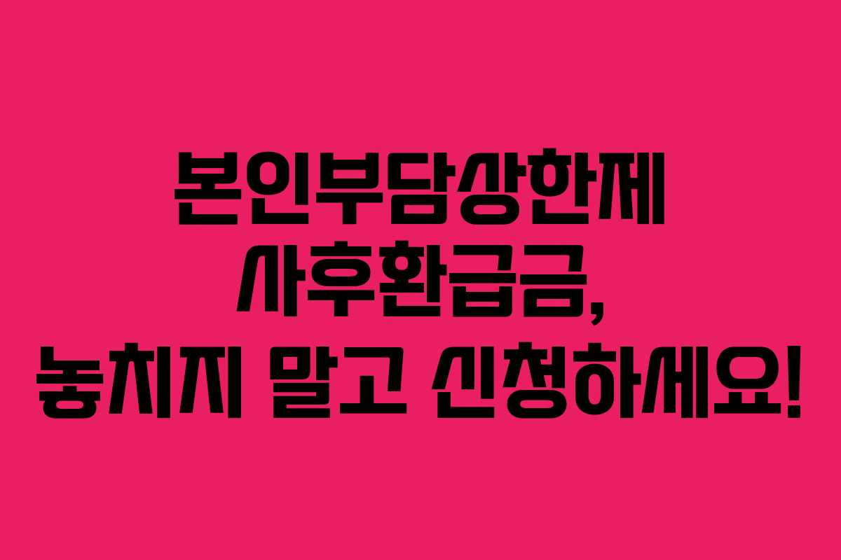 본인부담상한제 사후환급금, 놓치지 말고 신청하세요!