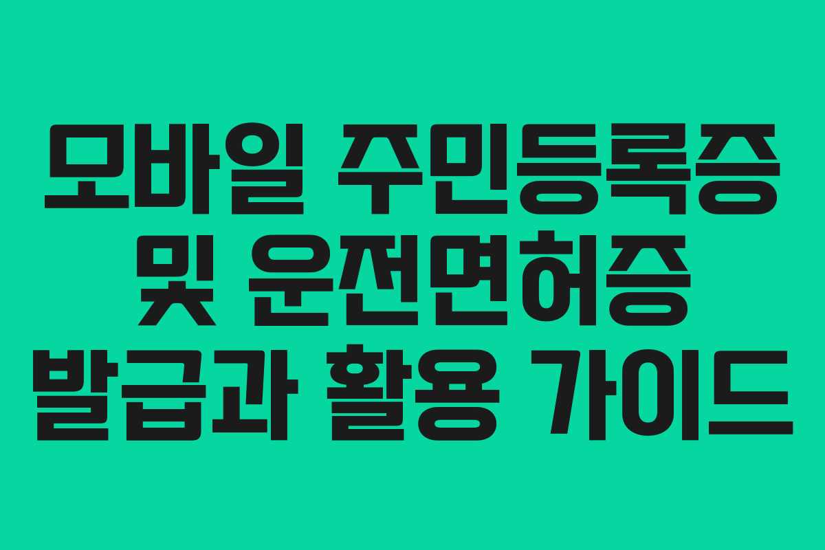 모바일 주민등록증 및 운전면허증 발급과 활용 가이드