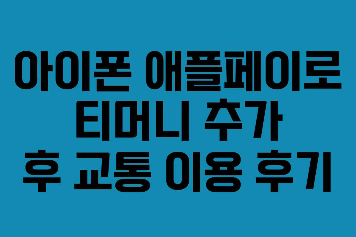 아이폰 애플페이로 티머니 추가 후 교통 이용 후기 아이폰 애플페이로 티머니 추가 후 교통 이용 후기