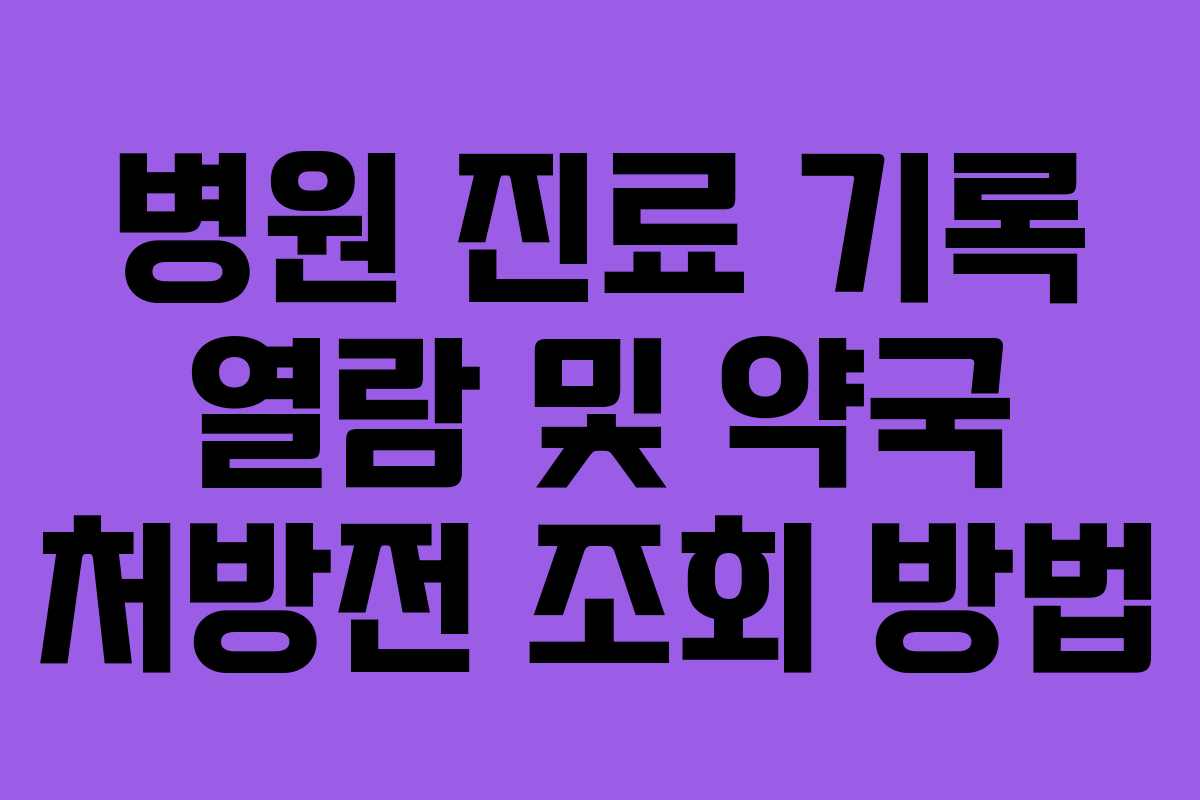 병원 진료 기록 열람 및 약국 처방전 조회 방법 병원 진료 기록 열람 및 약국 처방전 조회 방법