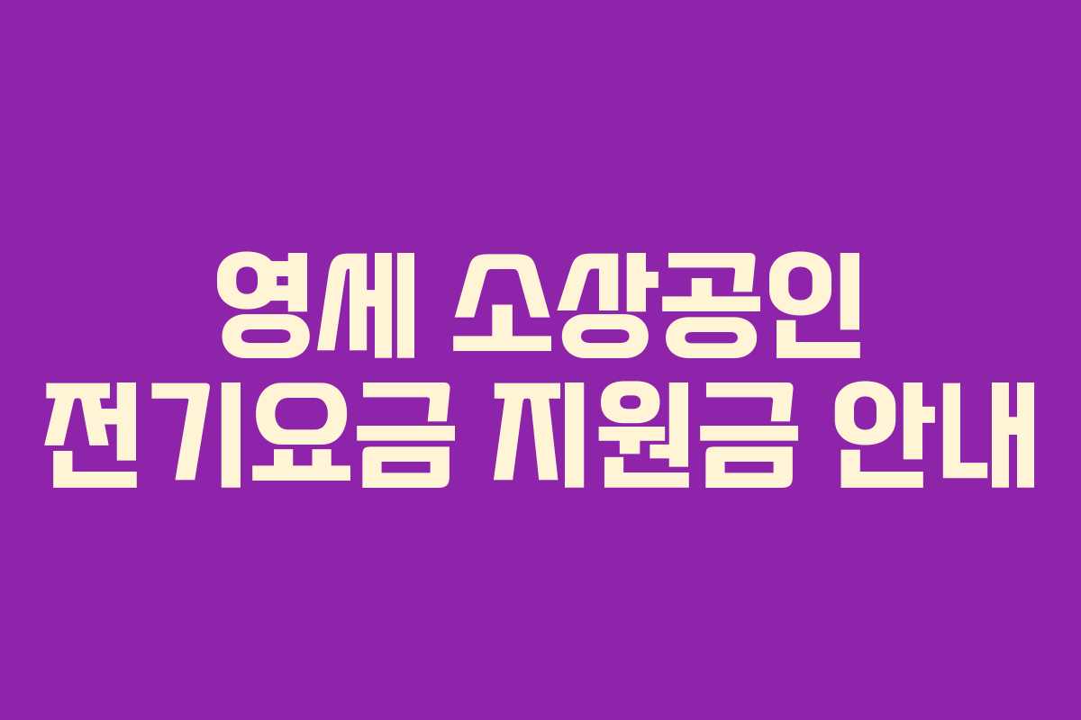영세 소상공인 전기요금 지원금 안내 영세 소상공인 전기요금 지원금 안내