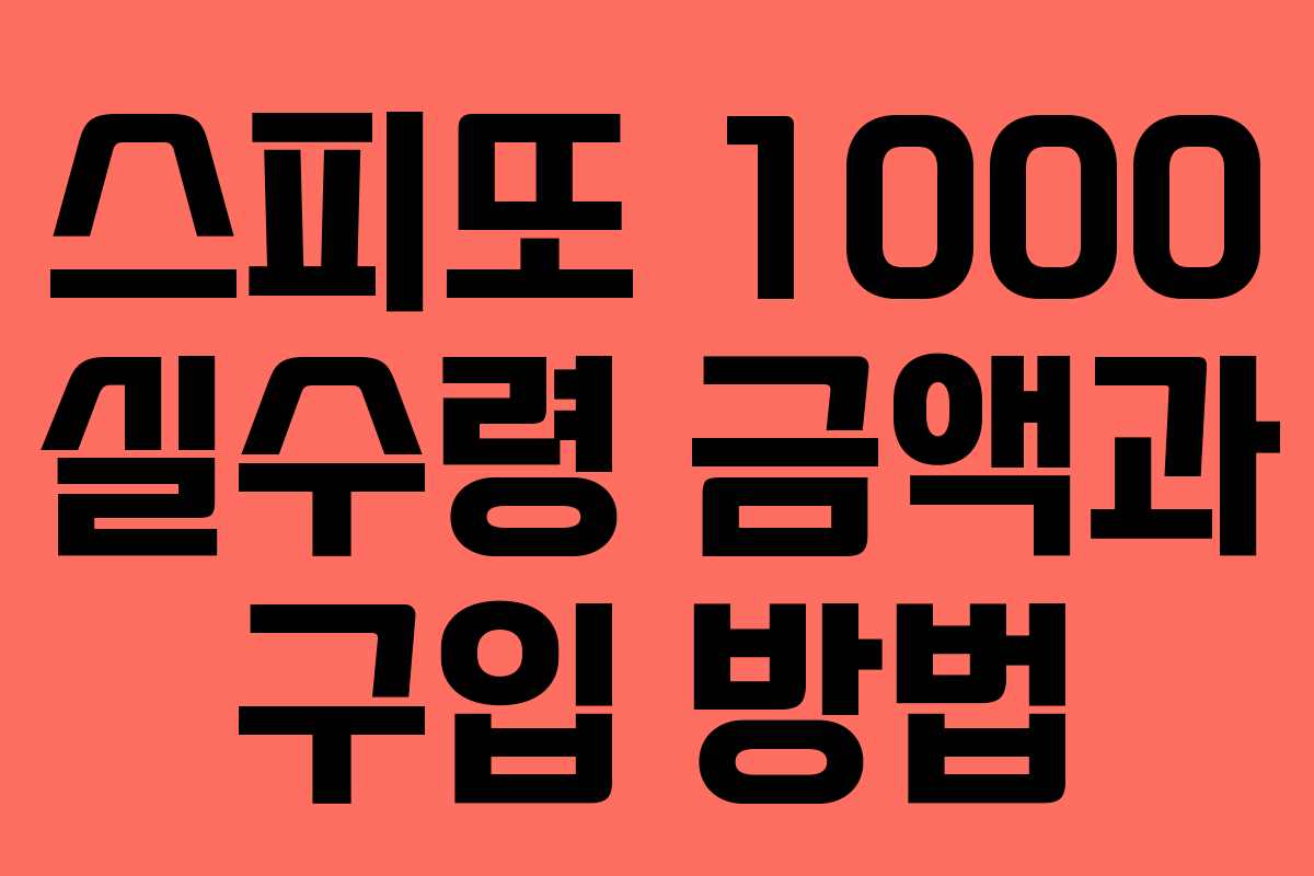 스피또 1000 실수령 금액과 구입 방법