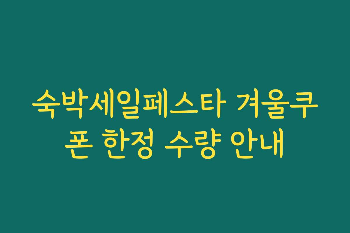 숙박세일페스타 겨울쿠폰 한정 수량 안내