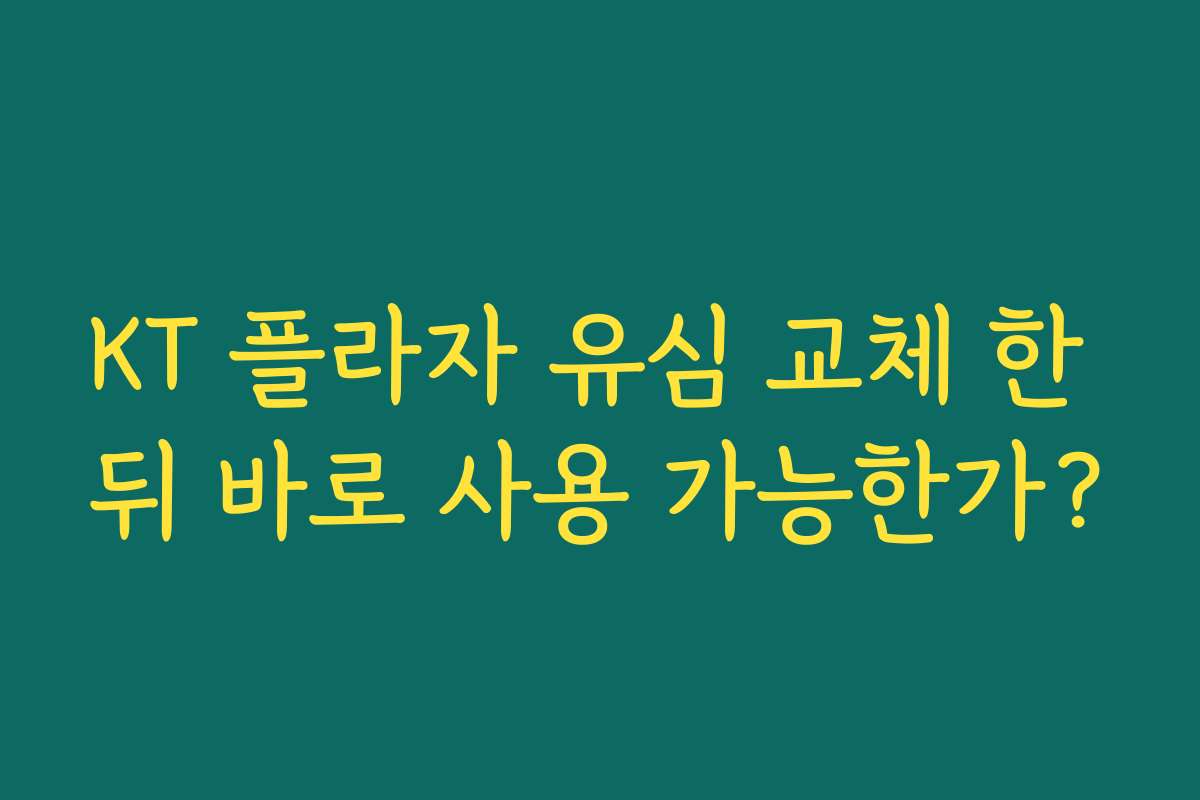 KT 플라자 유심 교체 한 뒤 바로 사용 가능한가?