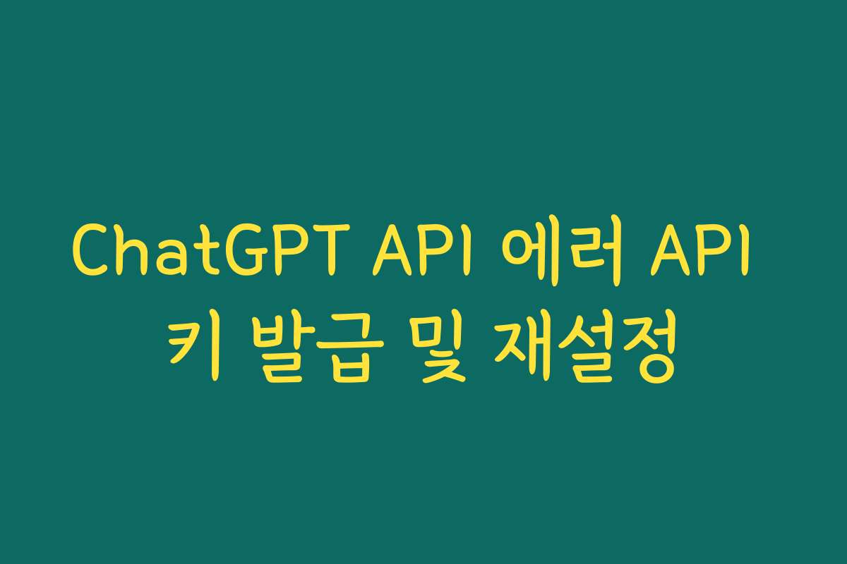 ChatGPT API 에러 API 키 발급 및 재설정
