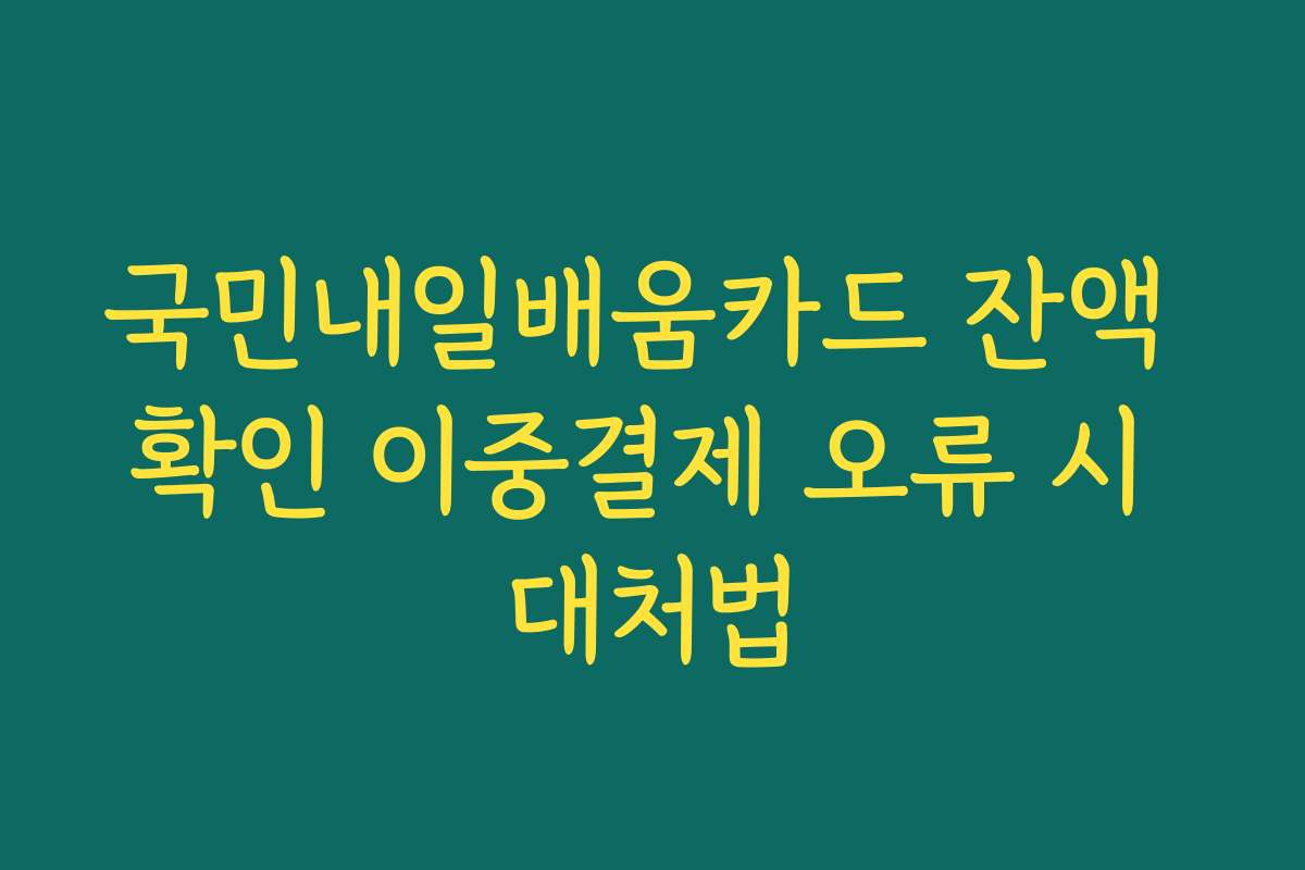 국민내일배움카드 잔액 확인 이중결제 오류 시 대처법