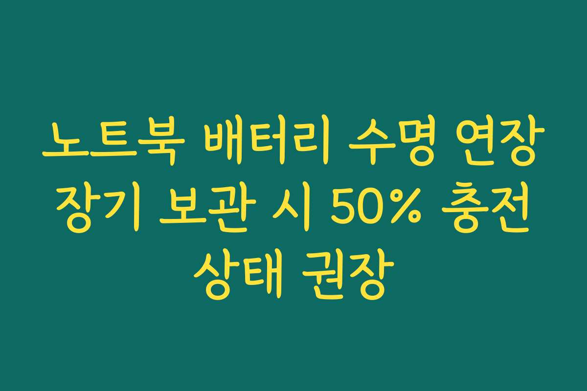 노트북 배터리 수명 연장 장기 보관 시 50% 충전 상태 권장